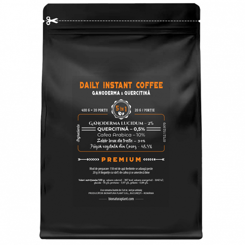 Daily Instant Coffee 5in1 cu Ganoderma + Quercitina - 400g veg (20 de portii)